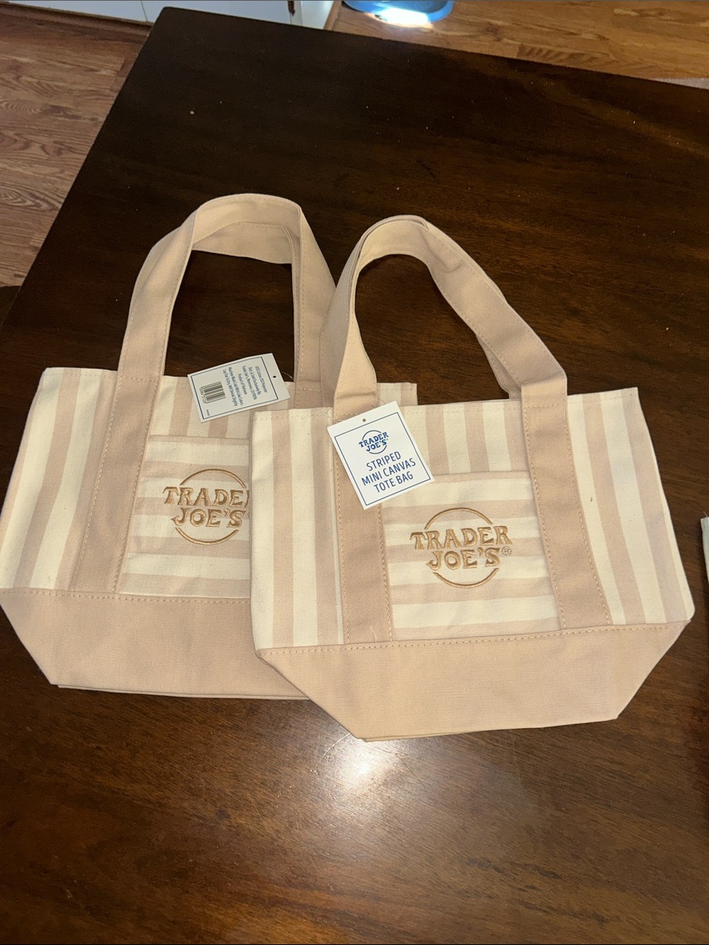 Trader Joe's Pink Stripe Canvas Tote Bag
